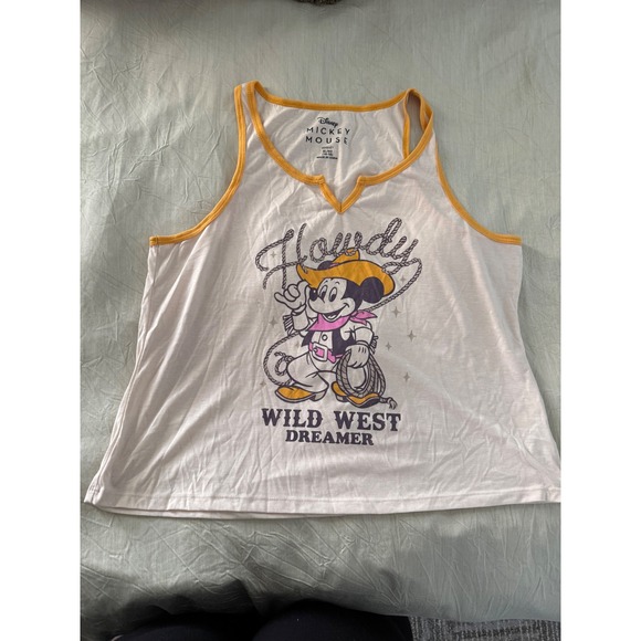 Disney Mickey Mouse Wild West Dreamer Tank Top Sleeveless Graphic Tee - Picture 1 of 3